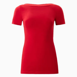 Футболка женская с вырезом лодочка MINAKU: Basic line, красная, размер 42