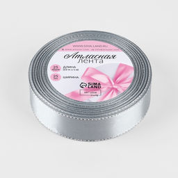 Лента атласная, с серебряным люрексом, 25 мм, 23±1 м, серая №59