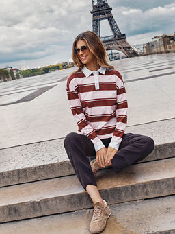 Polo Yaka ?izgili Kad?n Ti??rt