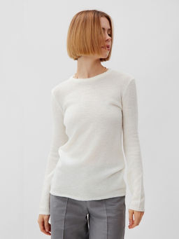 Джемпер женский MINAKU: Knitwear collection, цвет молочный, размер 50  фото 28