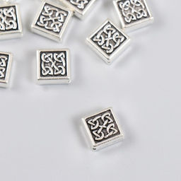 Цена за 10 шт. Бусина для творчества металл «Узор из узлов», серебро 1×1 см