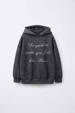 FADED SLOGAN PRINT HOODIE