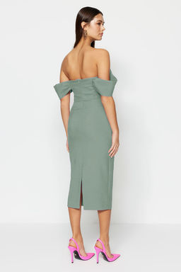 Mint Vucuda Oturan Korse Detayl? Dokuma S?k Abiye Gece Mezuniyet Elbisesi TPRSS22EL00097