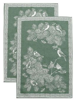 Полотенце жаккардовое Премиум Зимние птицы-зелен. 50*70 см.