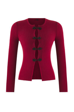 Bordo Premium/Ozel Iplikli Fitted/Vucuda Oturan Aksesuar Detayl? Triko H?rka TWOAW26HI00201