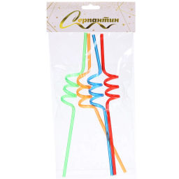 Цена за 4 шт. Трубочка для коктейля "Яркая спираль" (набор 4 шт), микс цветов