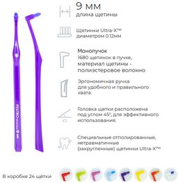 Монопучковая зубная щетка 9 мм PESITRO 1680 (щетина: полиэстер, мягкая,d 0.10mm, длина щетины 9 mm,