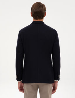 Lacivert Ex. Slim Fit Y_n Kar___ml_ Kruvaze Ceket