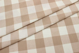 Вареный (стираный) хлопок Клетка (3.0*3.5см) цв.бежевый/молочный, ш.2.5м, хл-100%, 115гр/м.кв - Купава фото 3