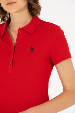U. S. Polo Assn Женская красная базовая футболка с воротником-поло - U.s. polo assn фото 21