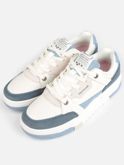 05-P232-5 WHITE/BLUE Кроссовки женские (натуральная замша, искусственная кожа)