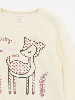 Bisiklet Yaka Uzun Kollu Bask?l? Kadife K?z Bebek Pijama Tak?m? - Waikiki фото 3