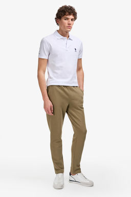 Erkek Slim Fit Polo Yaka Beyaz Basic Ti__rt