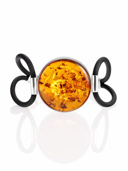 Стильный браслет из искрящегося янтаря на силиконовом шнурке Тринити