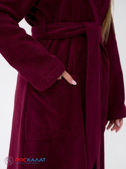 Женский халат с капюшоном темно-бордовый МЗ-06 (122) - Росхалат фото 6