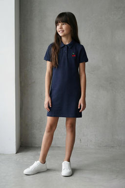 Lacivert K?z Cocuk %100 Pamuk Meyve Nak?sl? Polo Yaka k?sa Orme Elbise TKDSS25EL00085 - Trendyolmilla фото 15