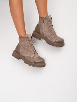 Ботинки 319.taskanaka.Тауп майами+капучино замша/шерсть