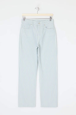 Cok Renkli DOKUMLU Cizgili Yuksek Bel Straight Duz Kesim Jeans TWOSS26JE00236 - Trendyolmilla фото 5