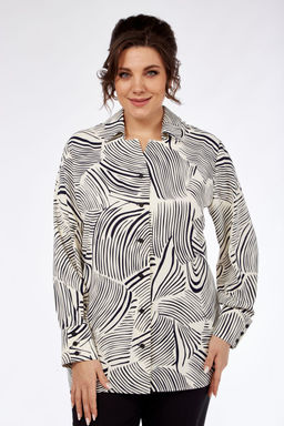 Блуза Элль стиль 2269а молочный/принт черный