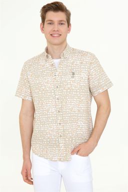 U. S. Polo Assn / Мужская рубашка цвета хаки с коротким рукавом