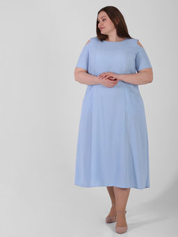 Платье АНАСТАСИЯ Мак с вырезами на плечах - Almond фото 2