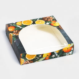Цена за 5 шт. Коробка складная новогодняя «Мандарины», 20×20×5 см