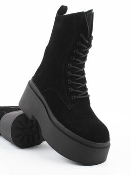 04-PAT225-2Z BLACK Ботинки зимние женские (натуральная замша, 100% шерсть)