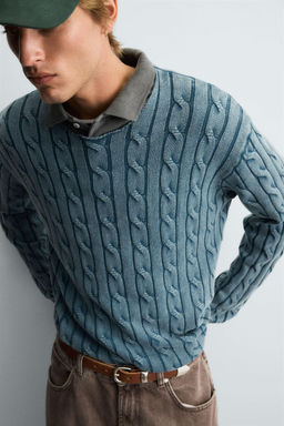 WASHED CABLE-KNIT SWEATER - Zara фото 5