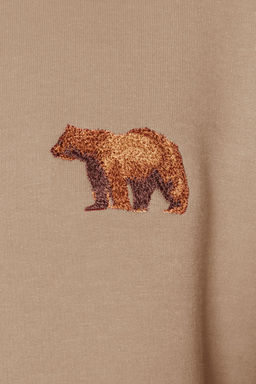 TRENDYOL MAN Gri Oversize/Genis Kesim Kapusonlu Hayvan Nak?sl? Ici Polarl? Sweatshirt TMNAW24SW00097 - Trendyolmilla фото 25
