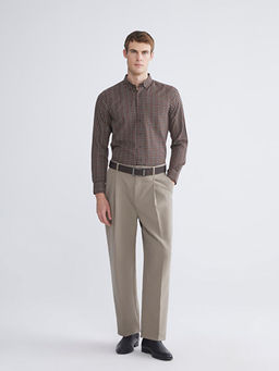 Regular Fit Uzun Kollu Ekose Gabardin Erkek G?mlek