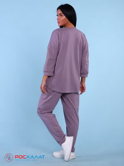 Трикотажный костюм с брюками пастельно-лиловый К-59 (5)
