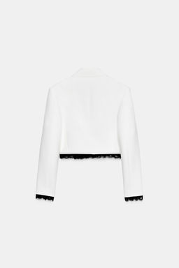 BLAZER COMBINADA ENCAJE HOMBRERAS / Blanco roto - Zara фото 8