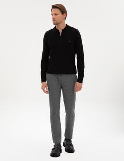 Gri Slim Fit Beli Lastikli Kordonlu Kanvas Pantolon - Pierre cardin фото 3