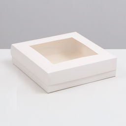Цена за 5 шт. Коробка складная, крышка-дно,с окном, белая, 30 х 30 х 8 см