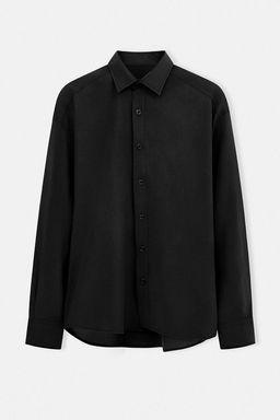 Siyah Regular Fit Modal Dokulu Ince Yazl?k Gomlek TMNSS26GO00040