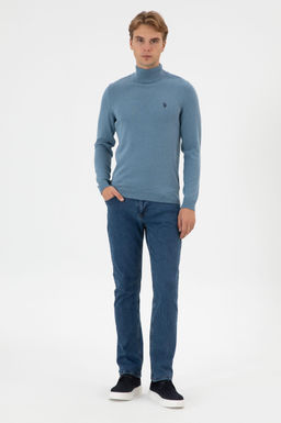 Erkek Slim Fit Bo_azl_ Mavi Basic Kazak - U.s. polo assn фото 4