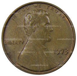 Монета 1 цент 1973 года D США