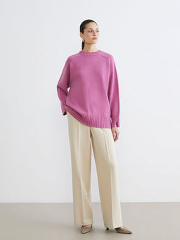 Bisiklet Yaka Oversize Kad?n Triko Tunik