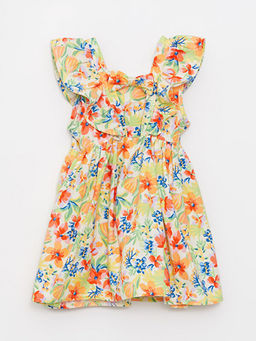 Kare Yaka Ask?l? Pamuklu ?i?ekli K?z Bebek Elbise - Waikiki фото 2