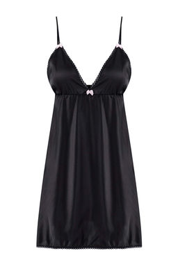 Siyah 4lu Ceyiz Set Saten Dokuma Gecelik+Sabahl?k+Pijama Tak?m? THMAW26PT00210 - Trendyolmilla фото 10