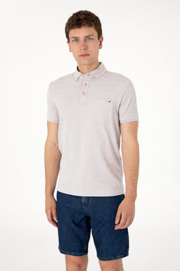Erkek Slim Fit Polo Yaka A__k Gri Ti__rt Sepette S_rpriz _ndirim
