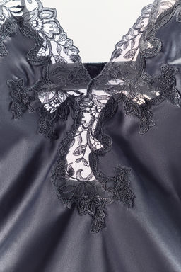 SATIN BODYSUIT WITH LACE TRIM - Zara фото 6