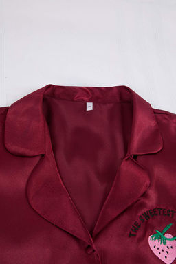 Trendyolmilla Siyah Cilek ve Slogan Nak?sl? Saten Sortlu Dokuma Pijama Tak?m? THMSS22PT0395  фото 30