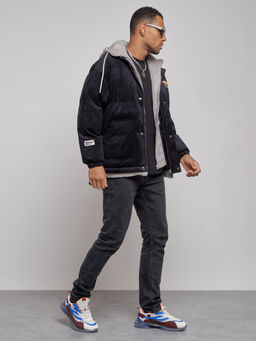 Плюшевая куртка мужская с капюшоном молодежная черного цвета 28117Ch - Mtforce фото 4