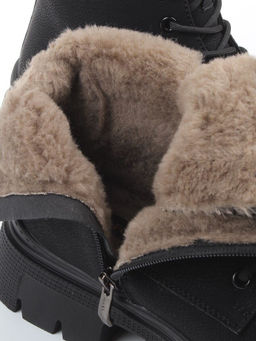 04-WD022-1M BLACK Ботинки зимние женские (натуральная кожа, 100% шерсть)