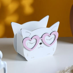 Кашпо деревянное Кошечка в очках 12х15х7,6 см МИКС - Simaland фото 2