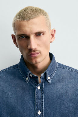 COTTON-CASHMERE DENIM SHIRT - Zara фото 5