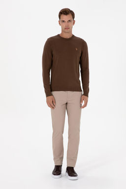 Erkek Koyu Bej Slim Fit Kanvas / Chino Pantolon