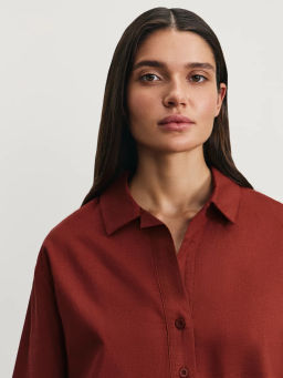 Рубашка свободного кроя из хлопка и льна / Zarina  фото 6