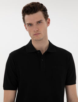 Siyah Regular Fit K_vr_lmaz Polo Yaka Basic Ti__rt